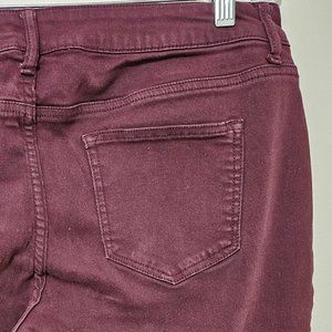 Maurices Mid Rise Skinny Jeans Size XL-R Purple Maroon Stretch Jegging Red Pant